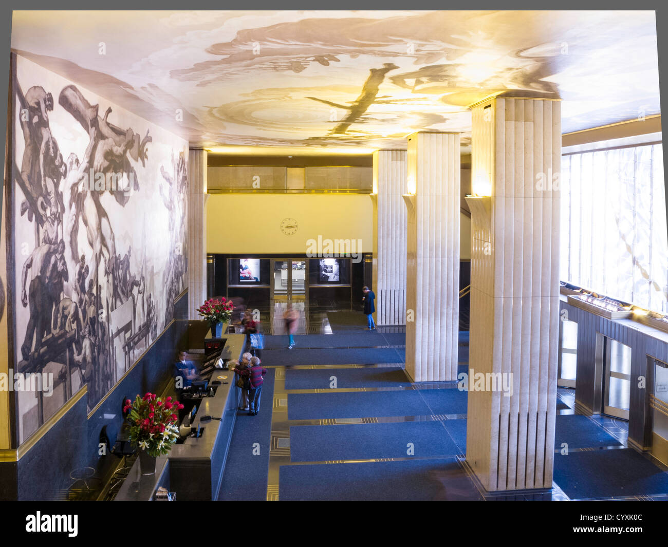 Art Deco Main Lobby, 30 Rockefeller Center, NYC Stock Photo