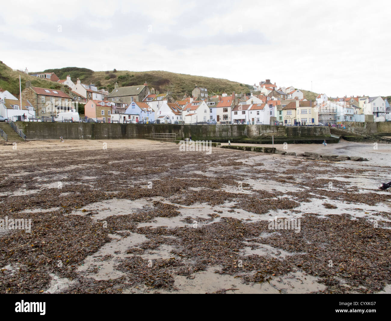 tide out at Staithes - North Yorkshire Stock Photo
