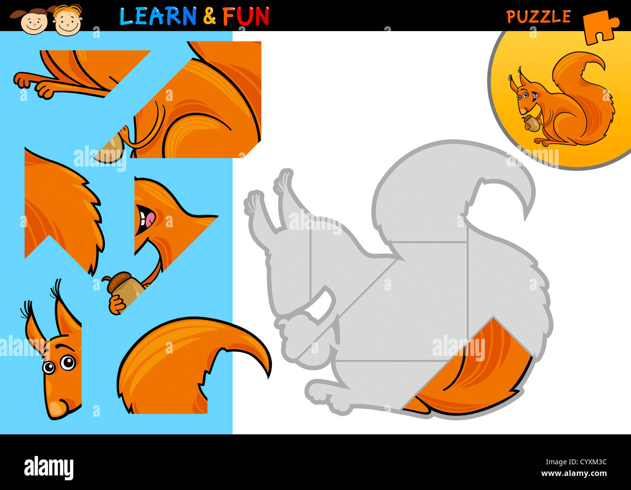 Cartoon Illustration of Education Puzzle Game for Preschool Children ...