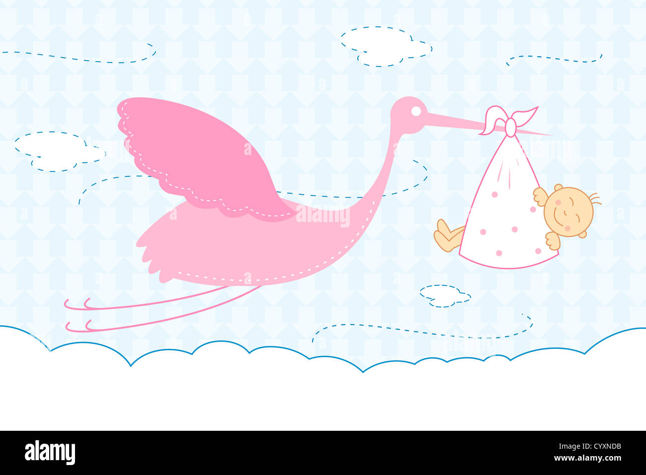 illustration of baby arrival announcement card Stock Photo - Alamy