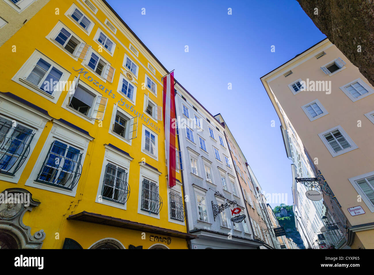Austria, Salzburg, Birthplace of Wolfgang Amadeus Mozart Stock Photo