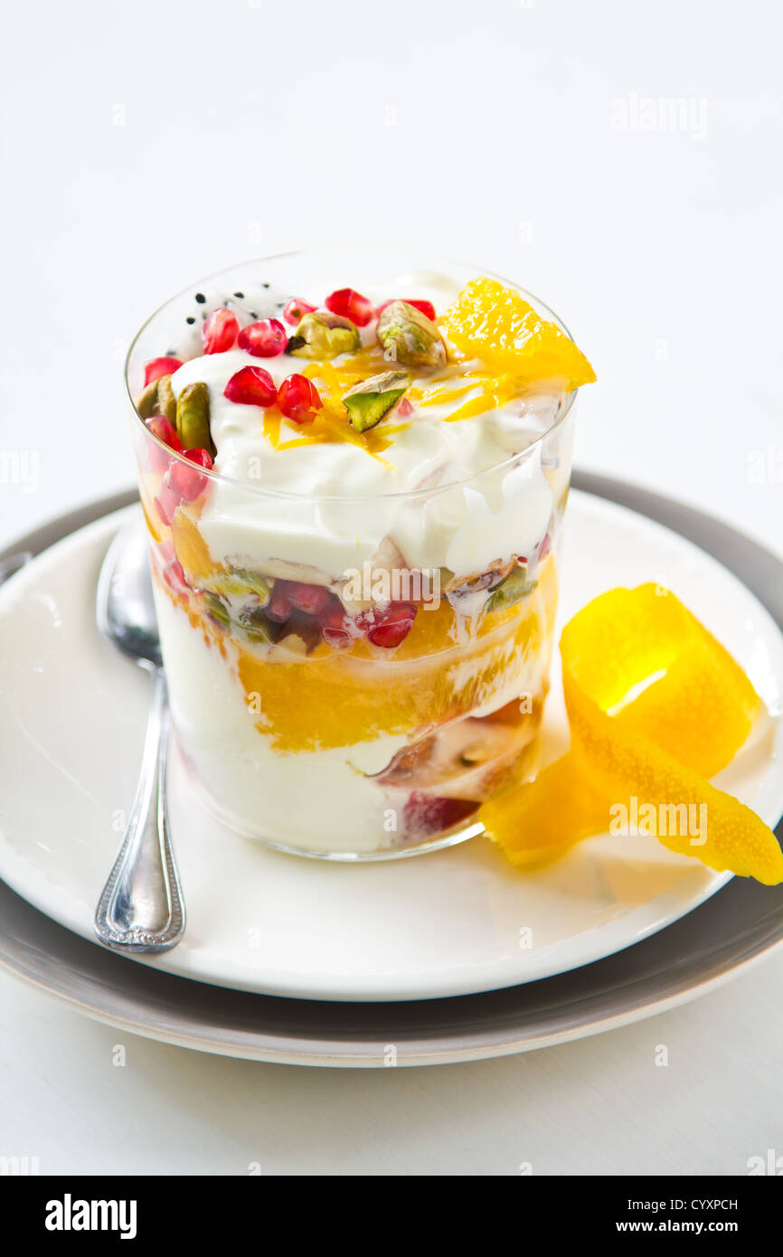 Super fruits and nut yogurt Stock Photo Alamy