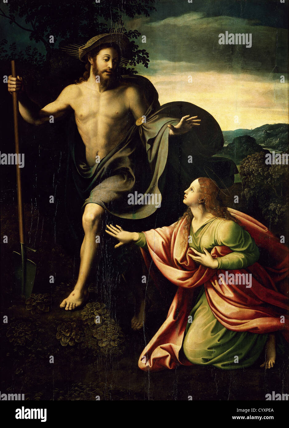 Giulio Romano (1499-1546). Noli me tangere. Christ appears to Saint Mary Magdalen after the resurrectIon. Mannerism. Stock Photo