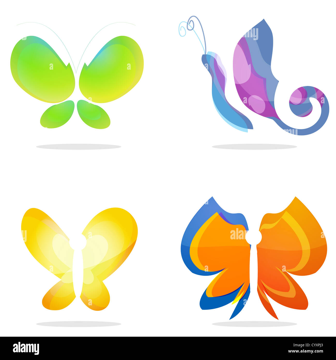 illustration of colorful vector butterflies on an isolated background ...