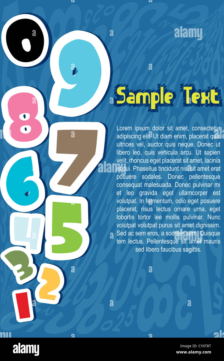 illustration of numbers on numeral background with sample text Stock Photo