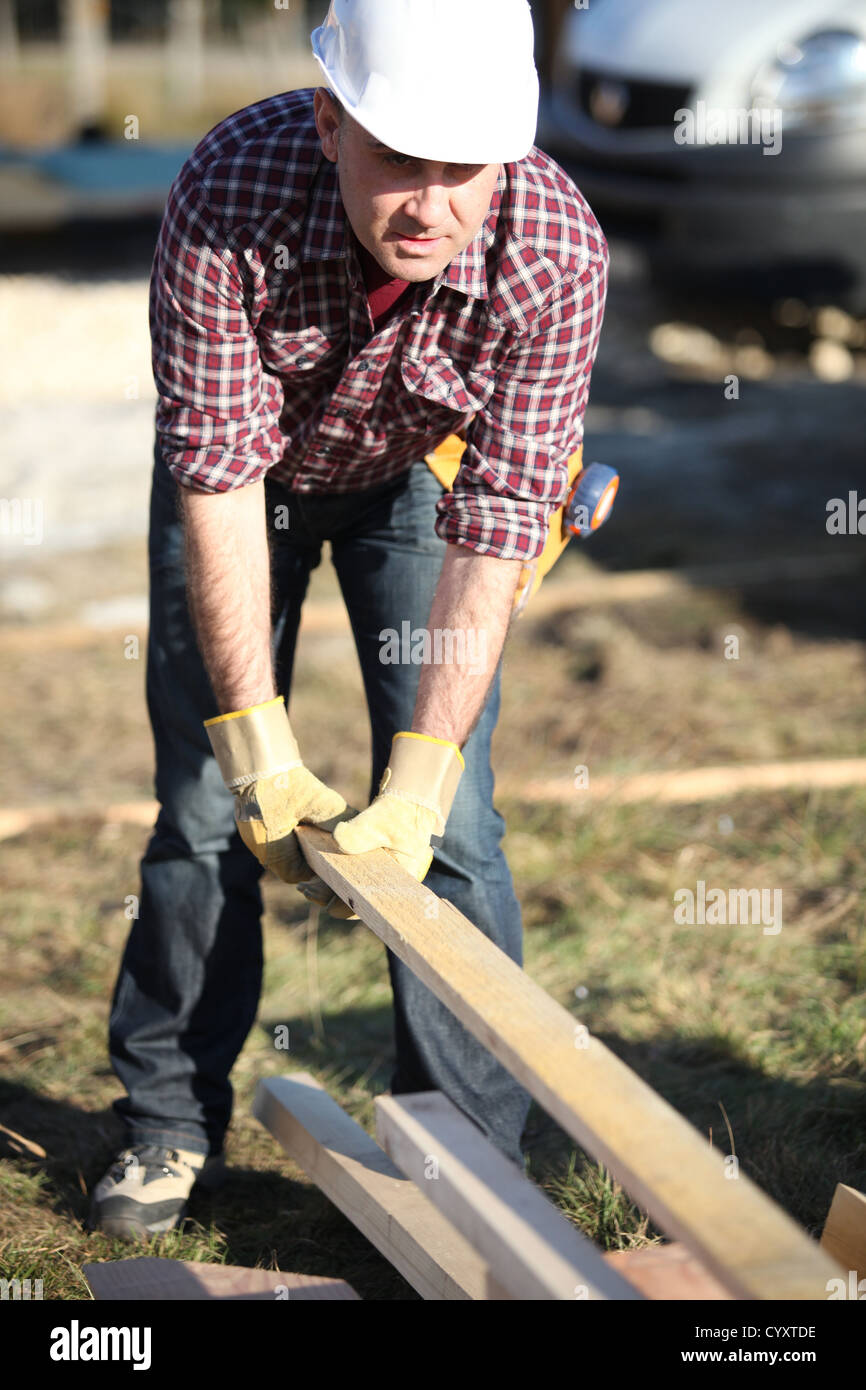 Construction worker on site Stock Photo - Alamy