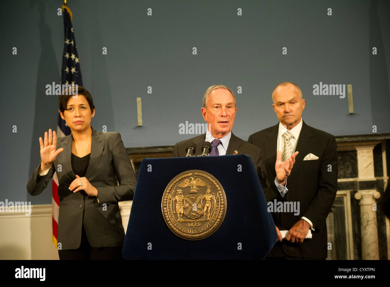 Mayor Mike Bloomberg announces gas rationing, using the odd even system, will begin in New York City Stock Photo