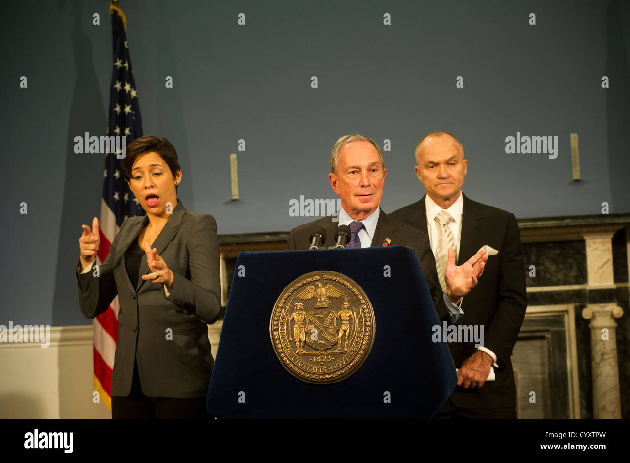 Mayor Mike Bloomberg announces gas rationing, using the odd even system, will begin in New York City Stock Photo