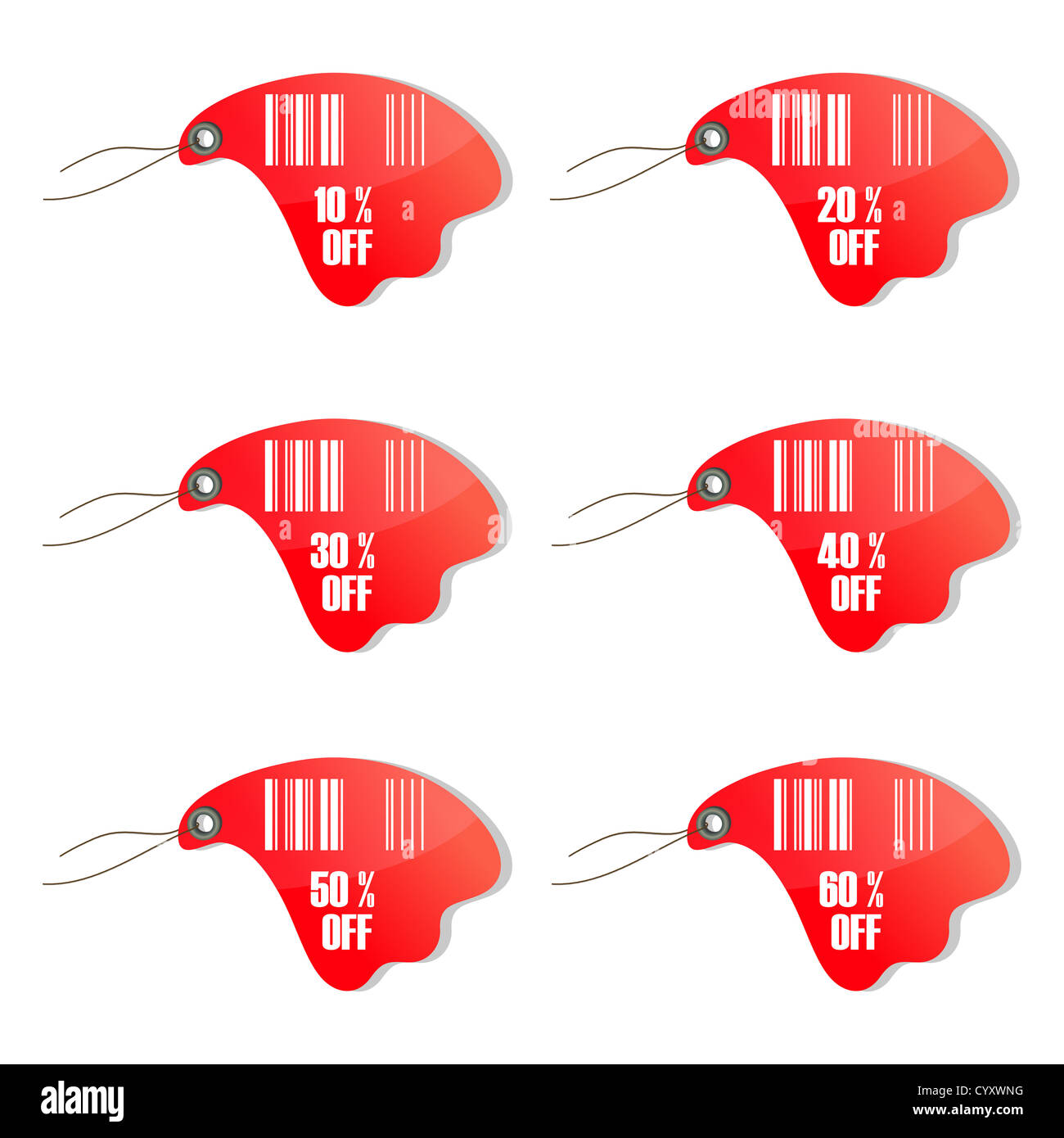 illustration of set of differnt discount bar code tags on isolated