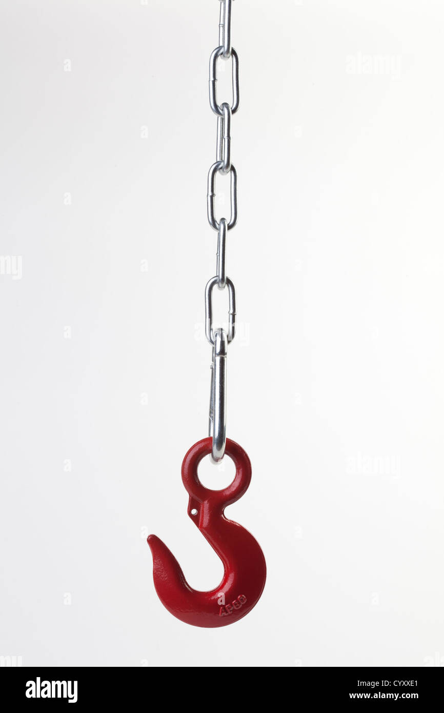 A hook on a steel chain Stock Photo