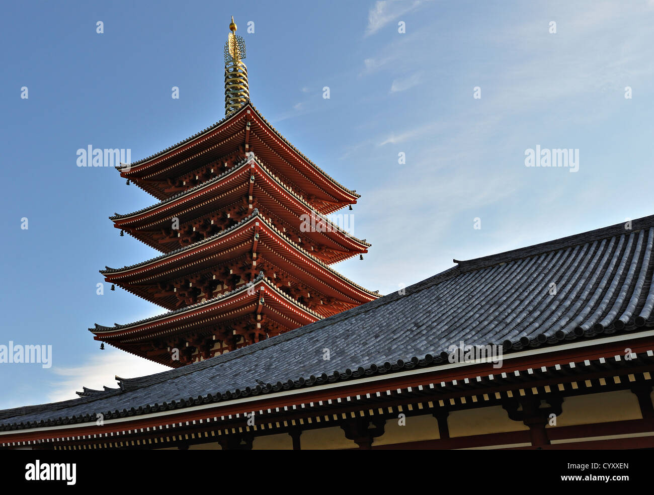 The pagoda at Senso-ji temple, Asakusa, Tokyo, Japan Stock Photo