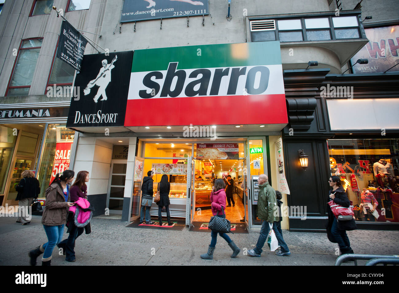 A Sbarro restaurant in Herald Square in New York Stock Photo