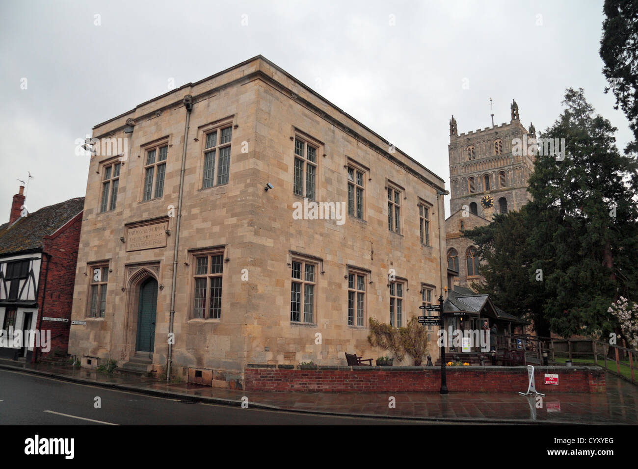 Historic building with "National School established 1813" beside