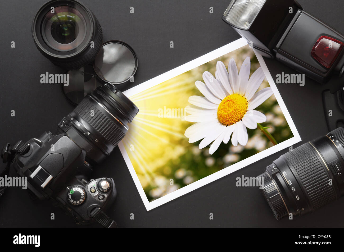 photography equipment like dslr camera  and image Stock Photo