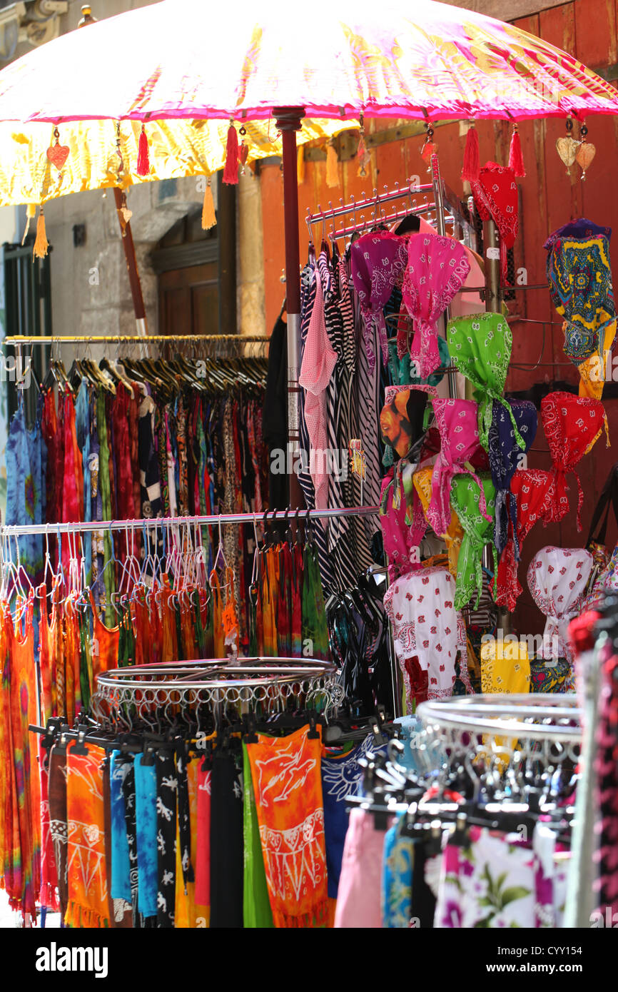 Village Market Stall Showing Clothing Accessories Stock Photo Alamy