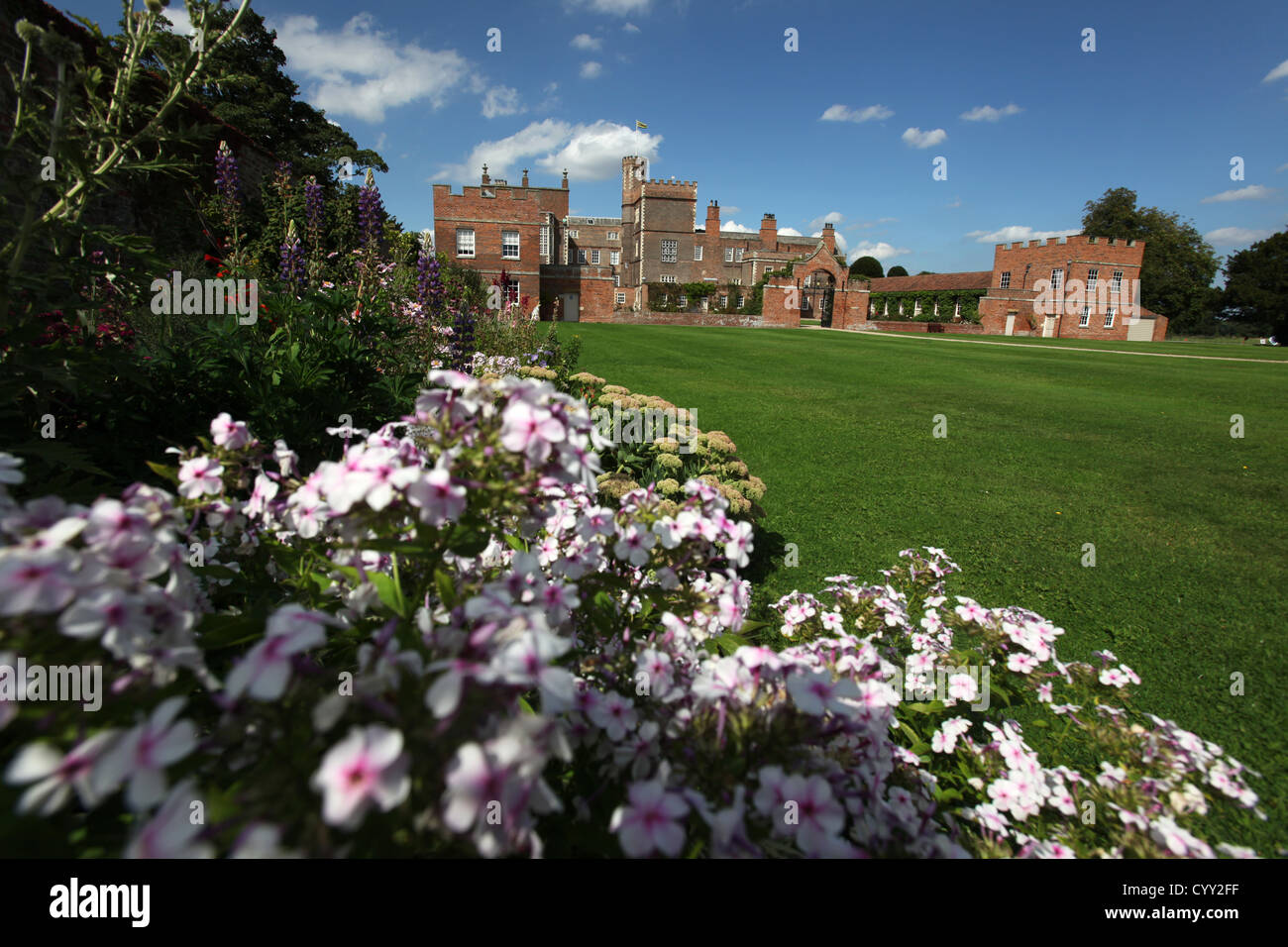 Burton Constable gardens with the south elevation of the 16th century
