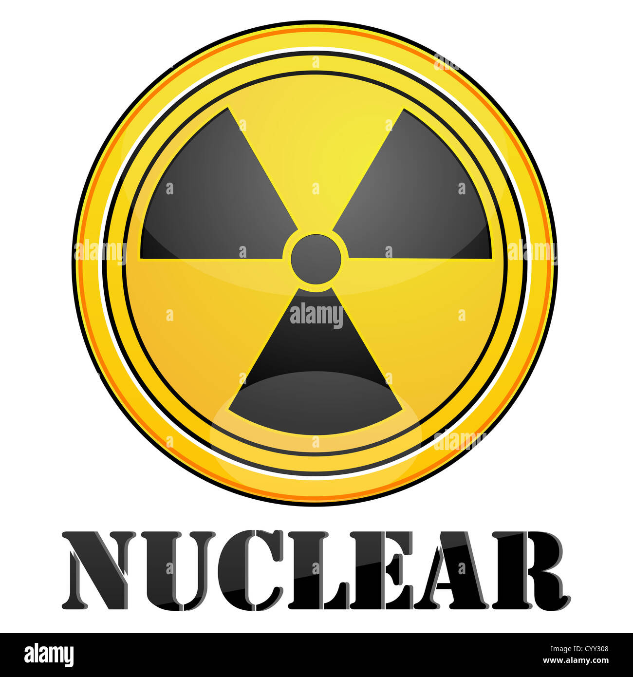 illustration of nuclear symbol on isolated background Stock Photo