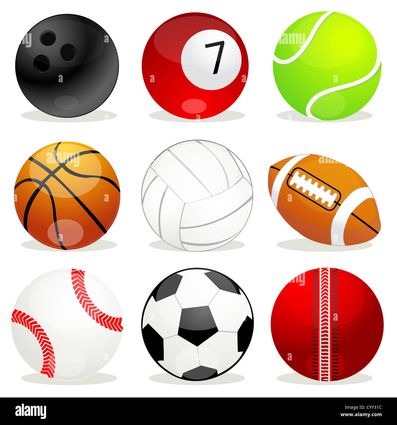 illustration of set of different balls on isolated background Stock Photo
