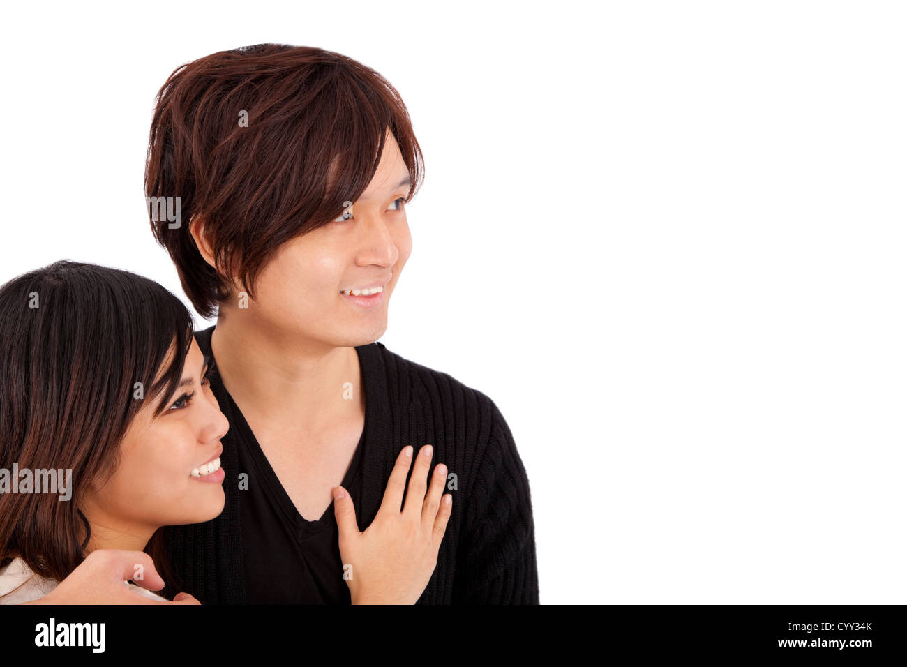 Happy young couple in love isolated on white background Stock Photo - Alamy