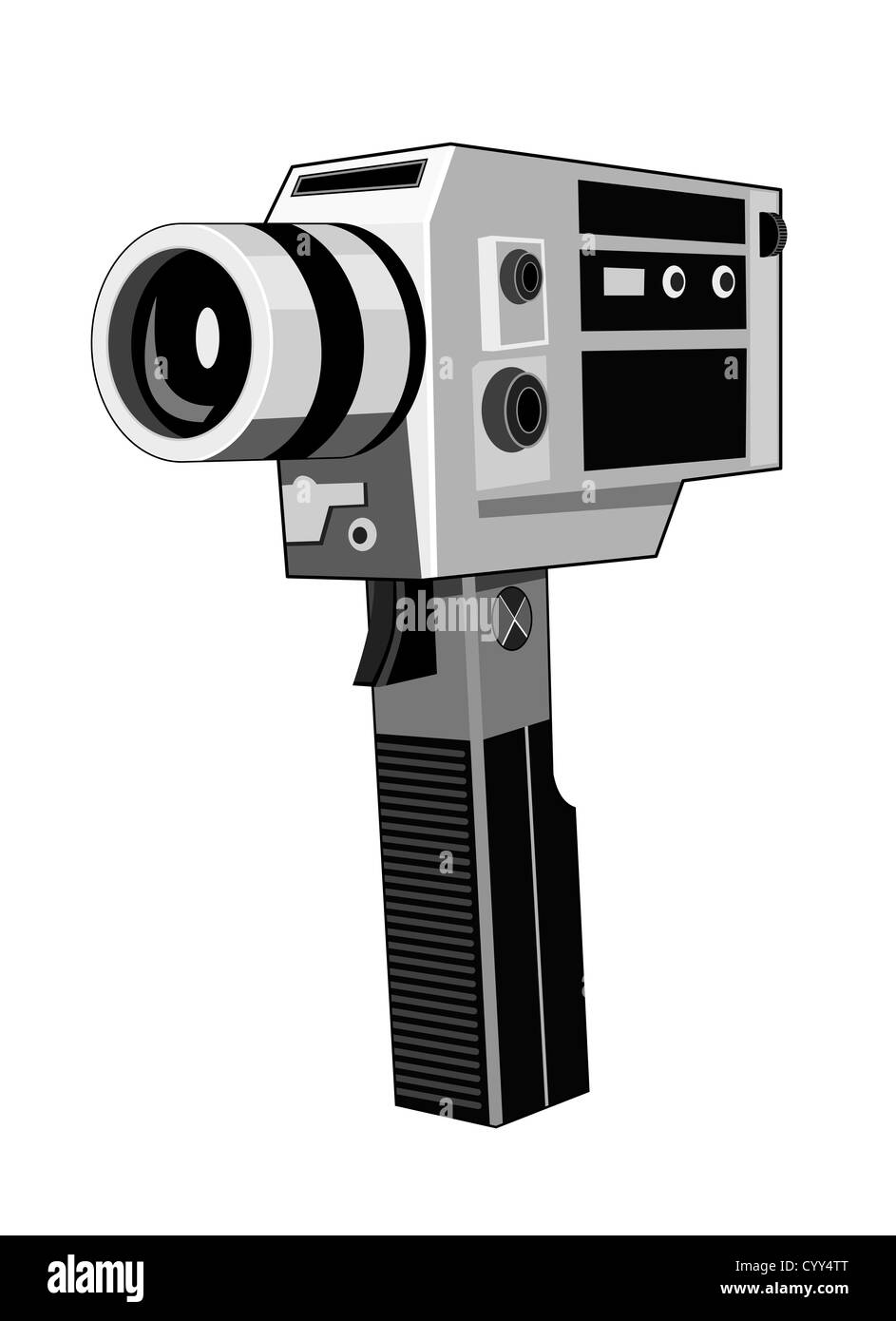 Illustration of a vintage video camera done in retro style. Stock Photo