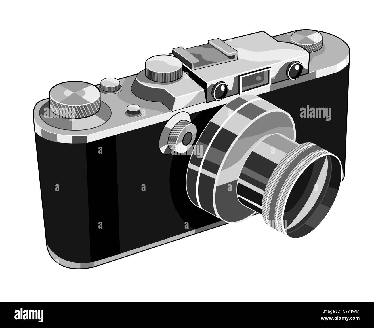 Illustration of a vintage camera done in retro style. Stock Photo