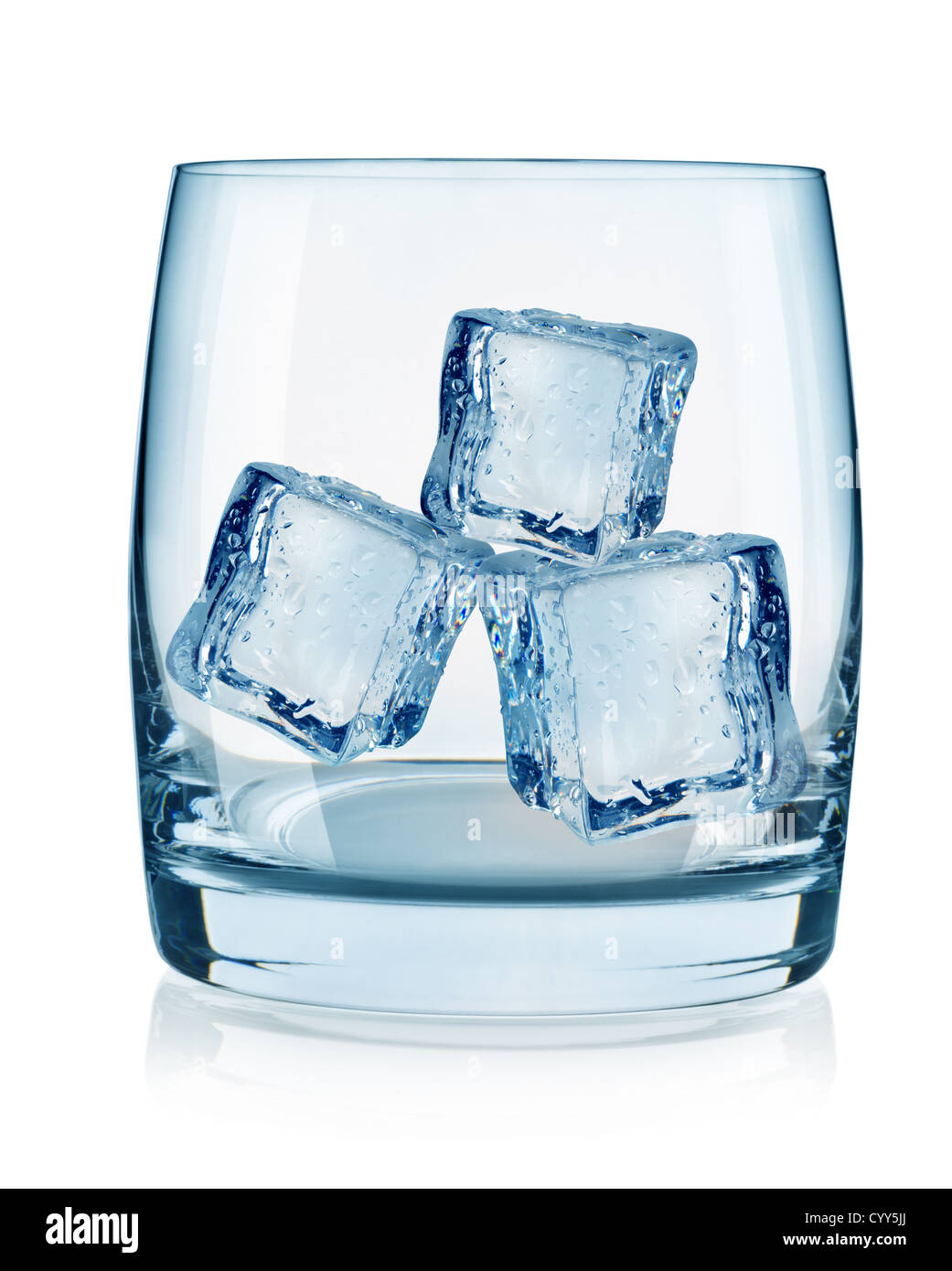 Glass and ice cubes isolated on white background Stock Photo