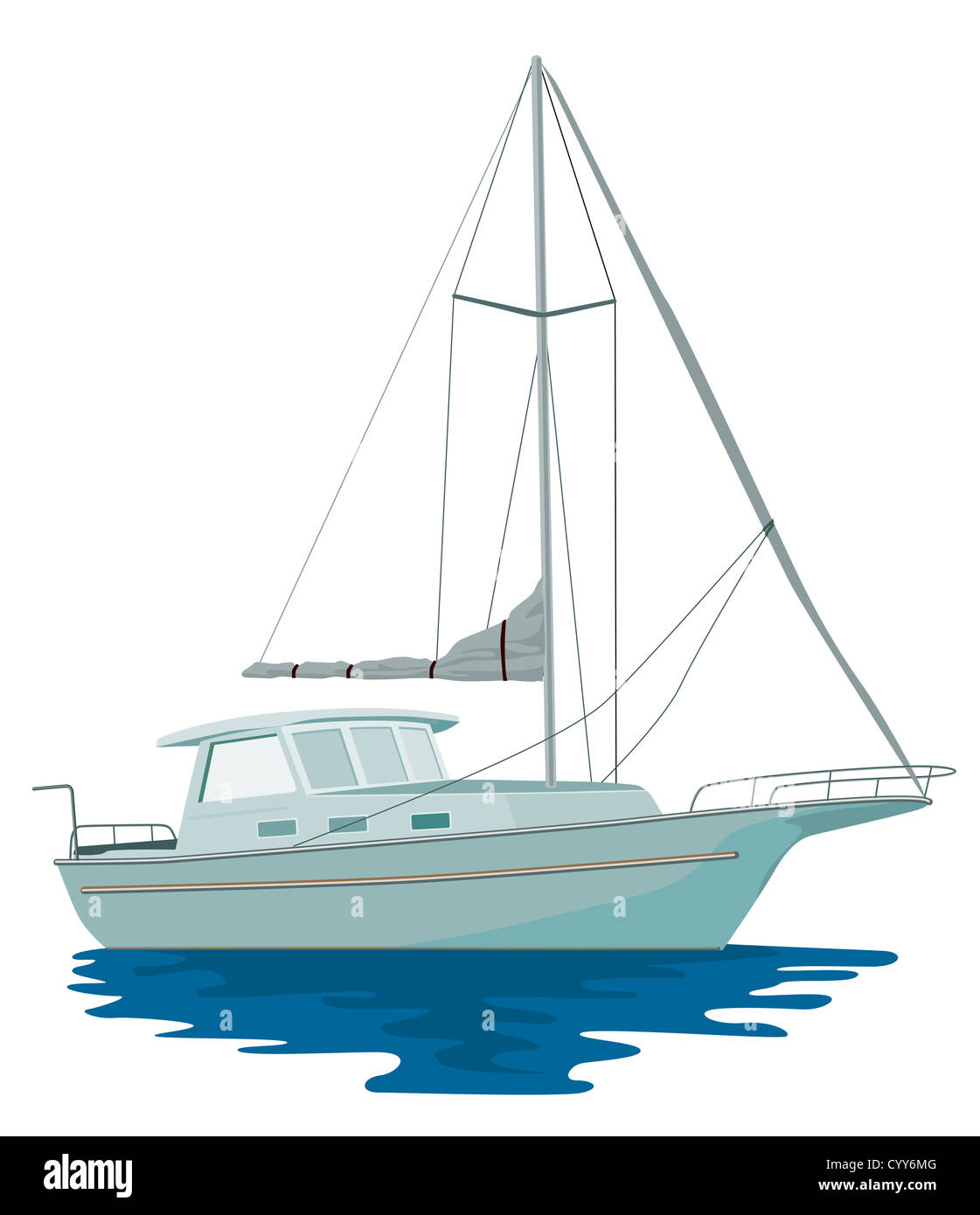 Illustration of a sailboat yacht done in retro style Stock Photo