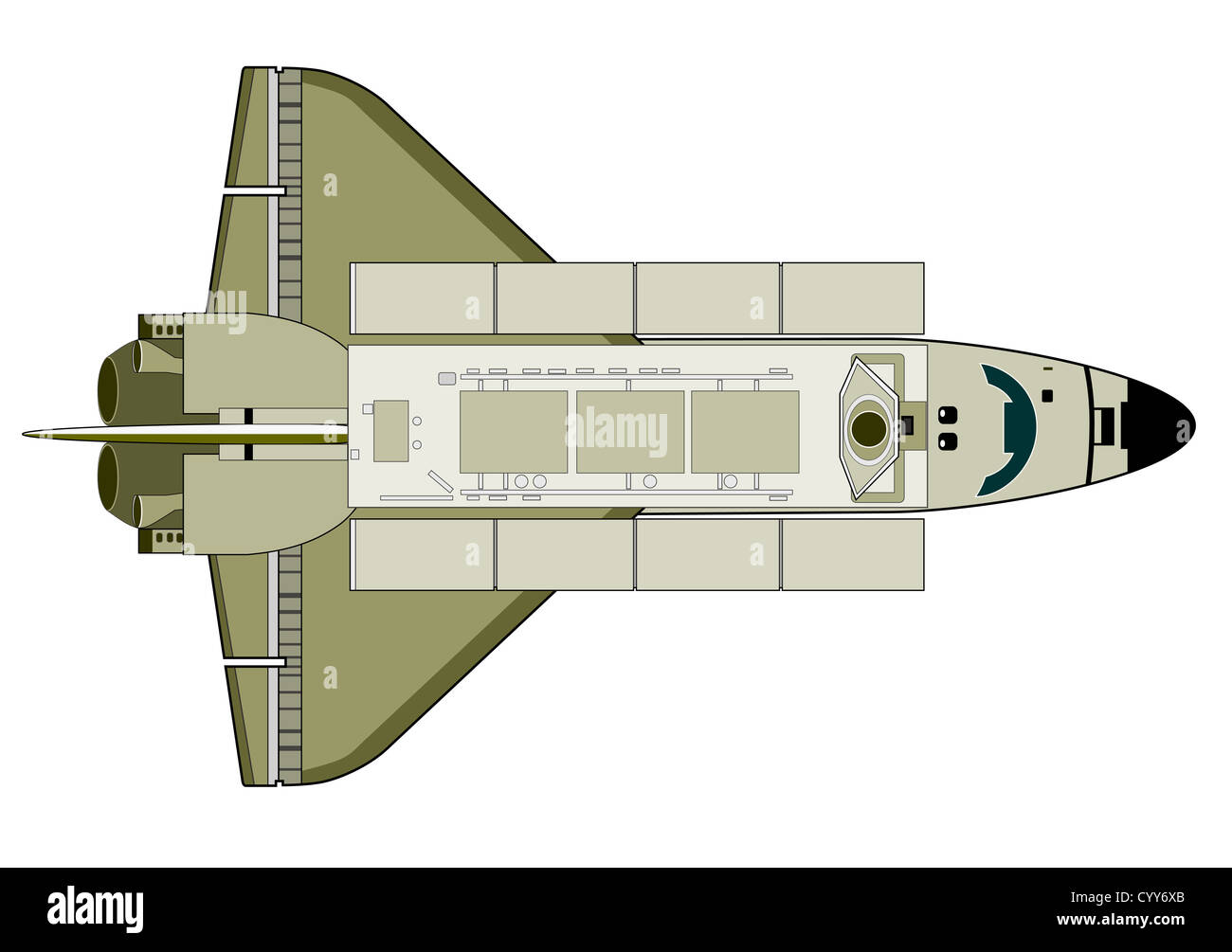 Illustration of space shuttle aircraft on isolated white background ...