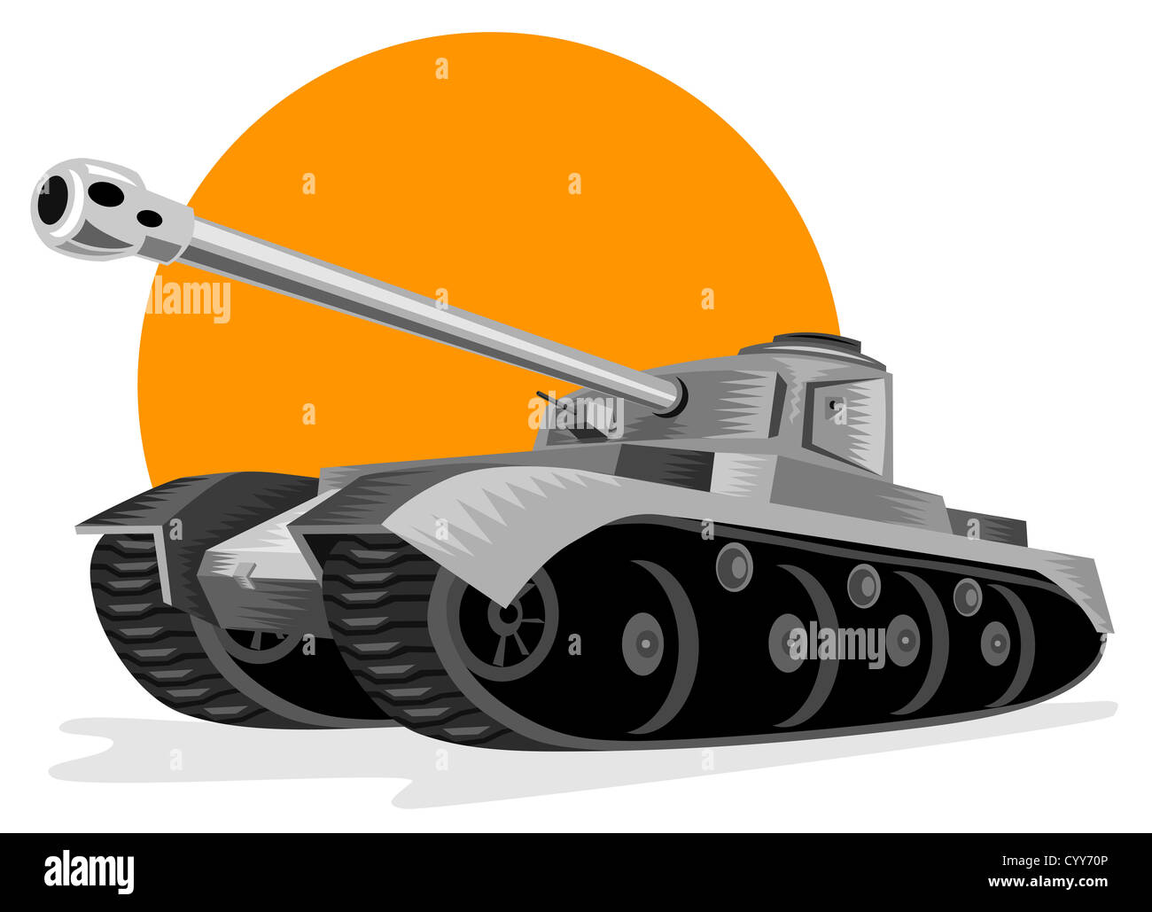 Illustration of a world war two german panzer battle tank done in retro style. Stock Photo