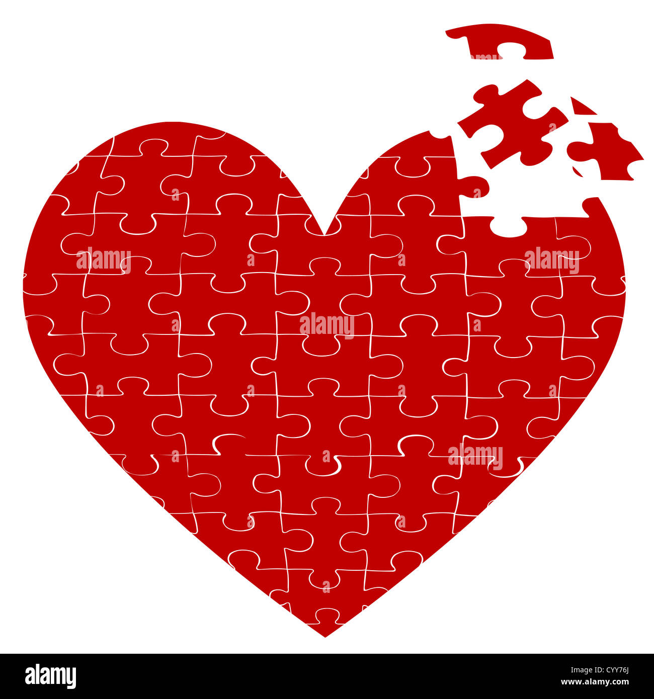 illustration of heart jigsaw puzzle on white background Stock Photo - Alamy