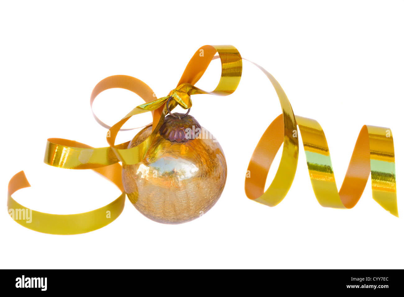 Golden Christmas ball isolated on white background Stock Photo - Alamy