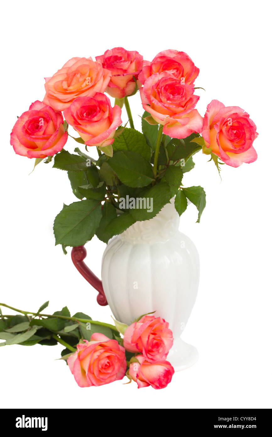 bouquet of pink roses isolated on white background Stock Photo - Alamy
