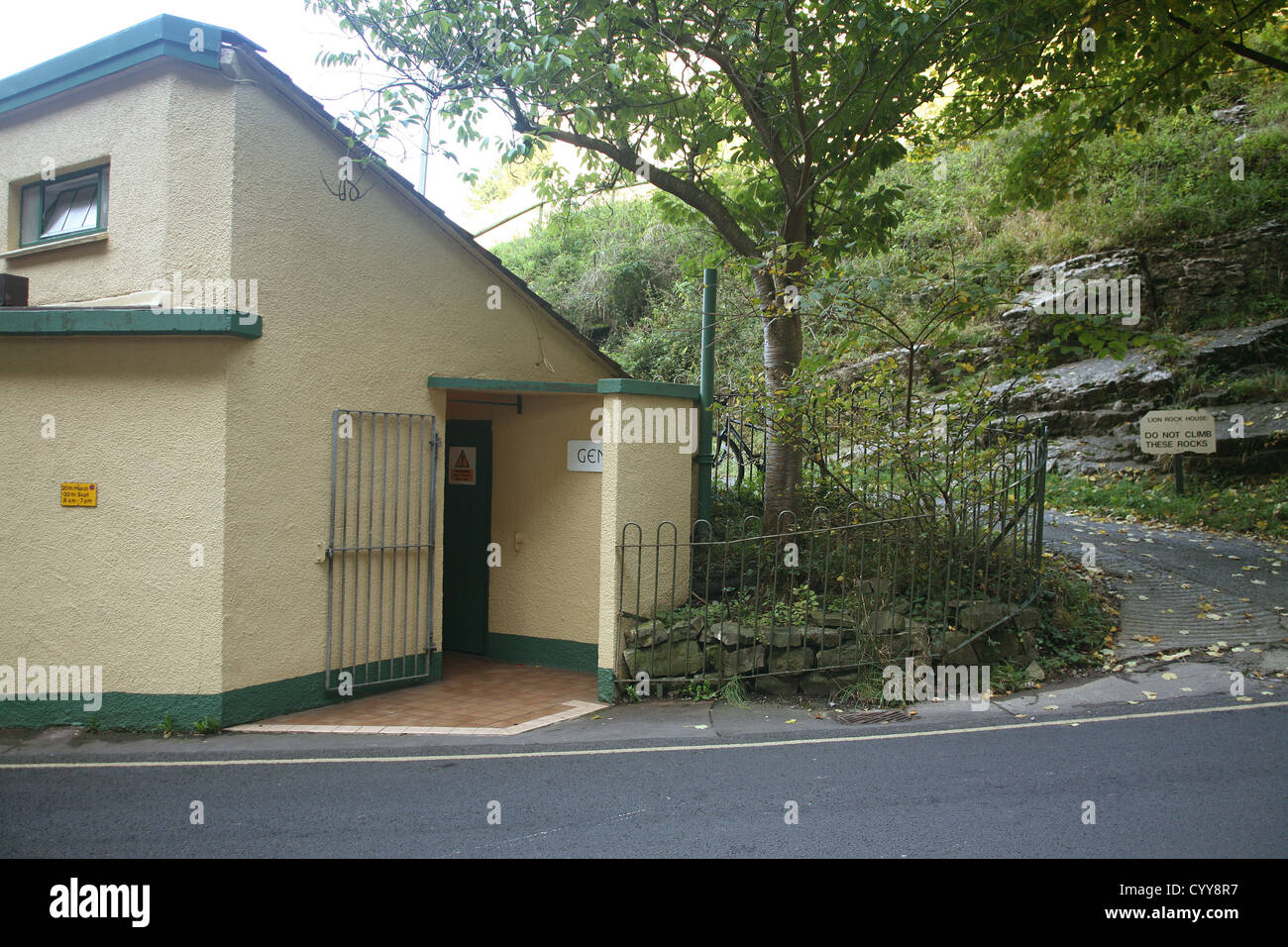Entrance to the mens toilet block in Cheddar gorge, Somerset, England. October 2008 Stock Photo