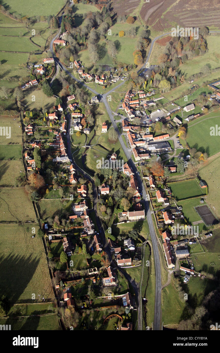 aerial view of Hutton-le-Hole village near Pickering, North Yorkshire Stock Photo