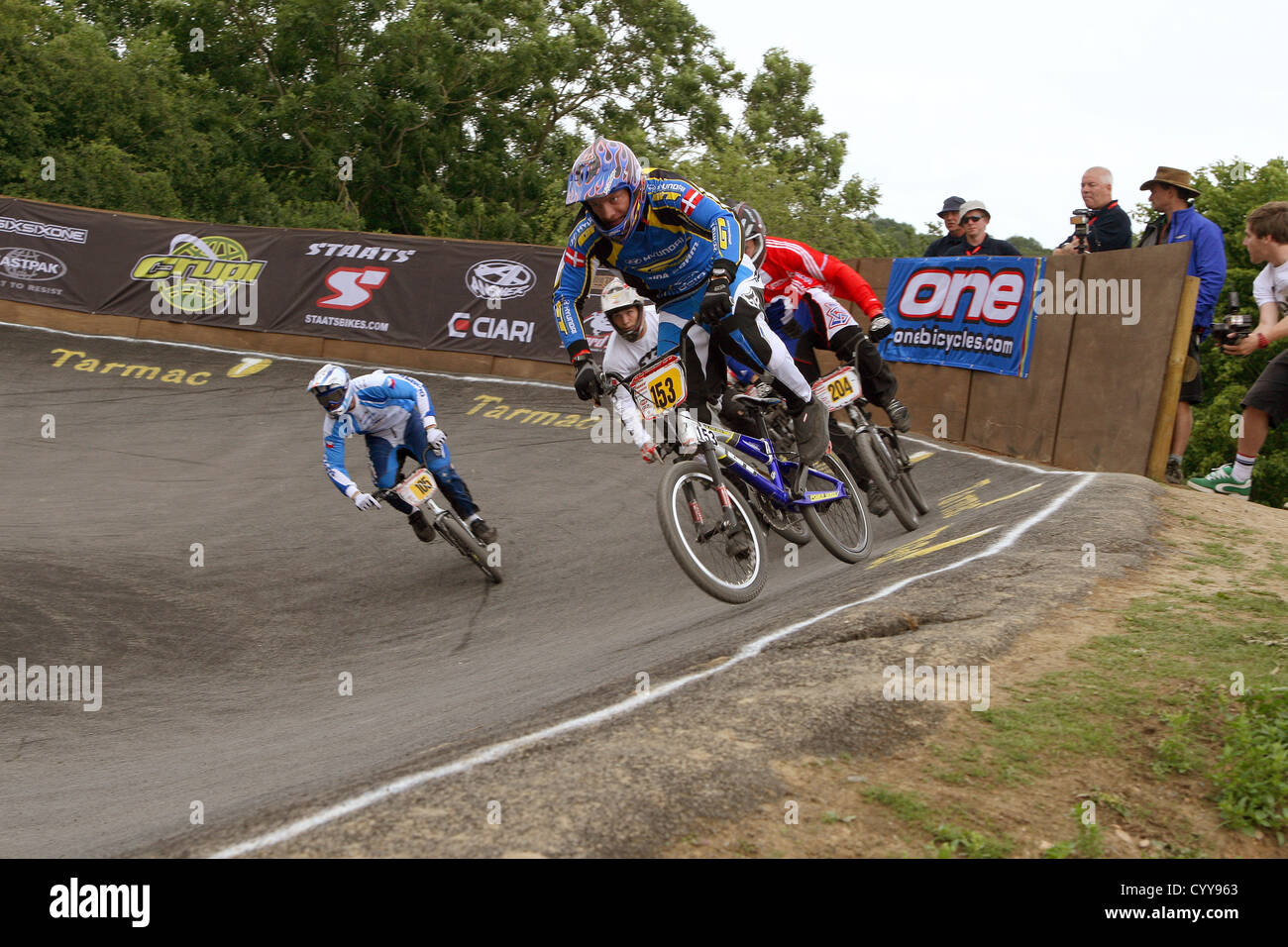BMX bike racing at European Championships in Cheddar, Somerset, England