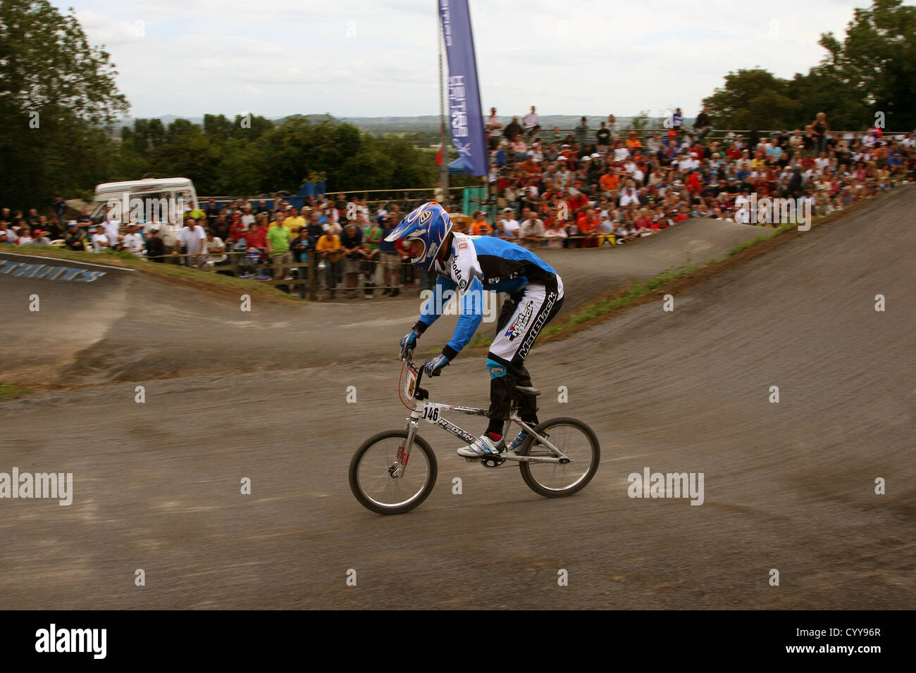 BMX bike racing at European Championships in Cheddar, Somerset, England