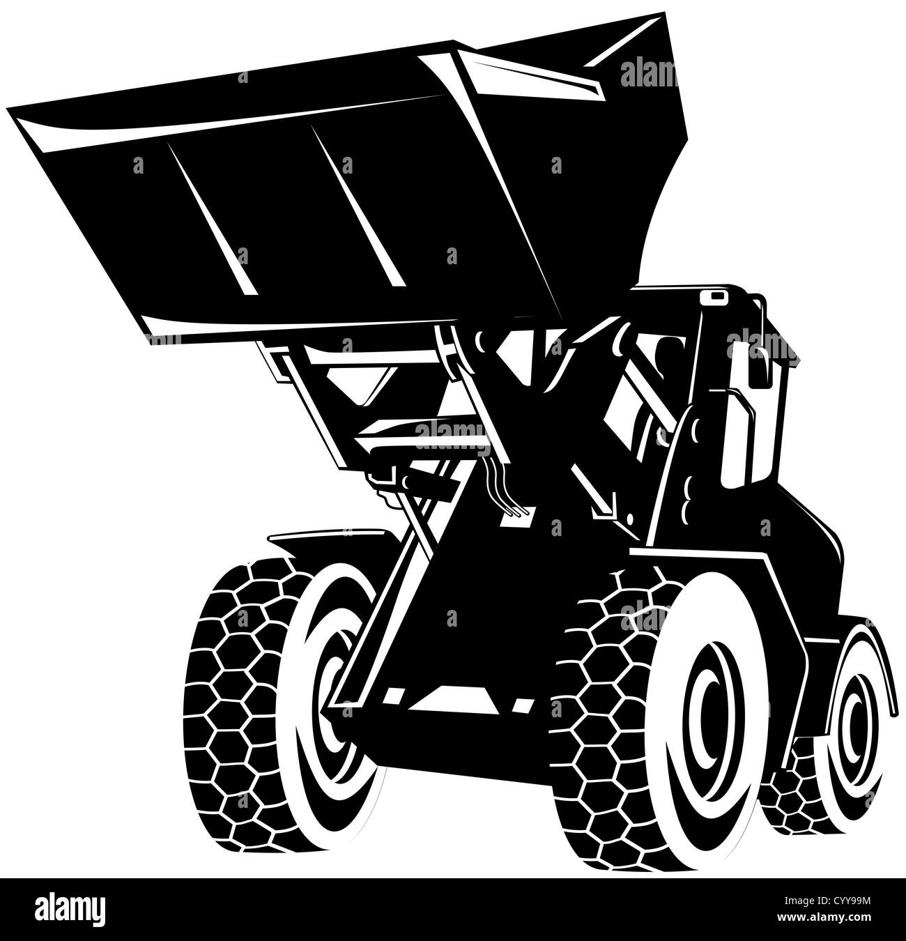 Illustration of a front end loader construction digger mechanical