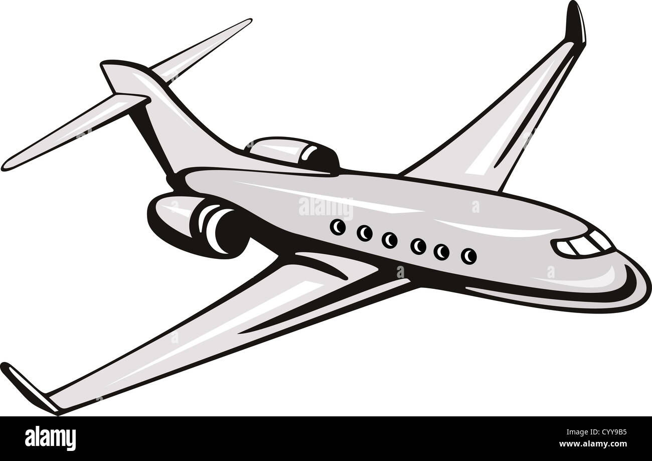 illustration of a commercial jet plane airliner on flight flying isolated background Stock Photo