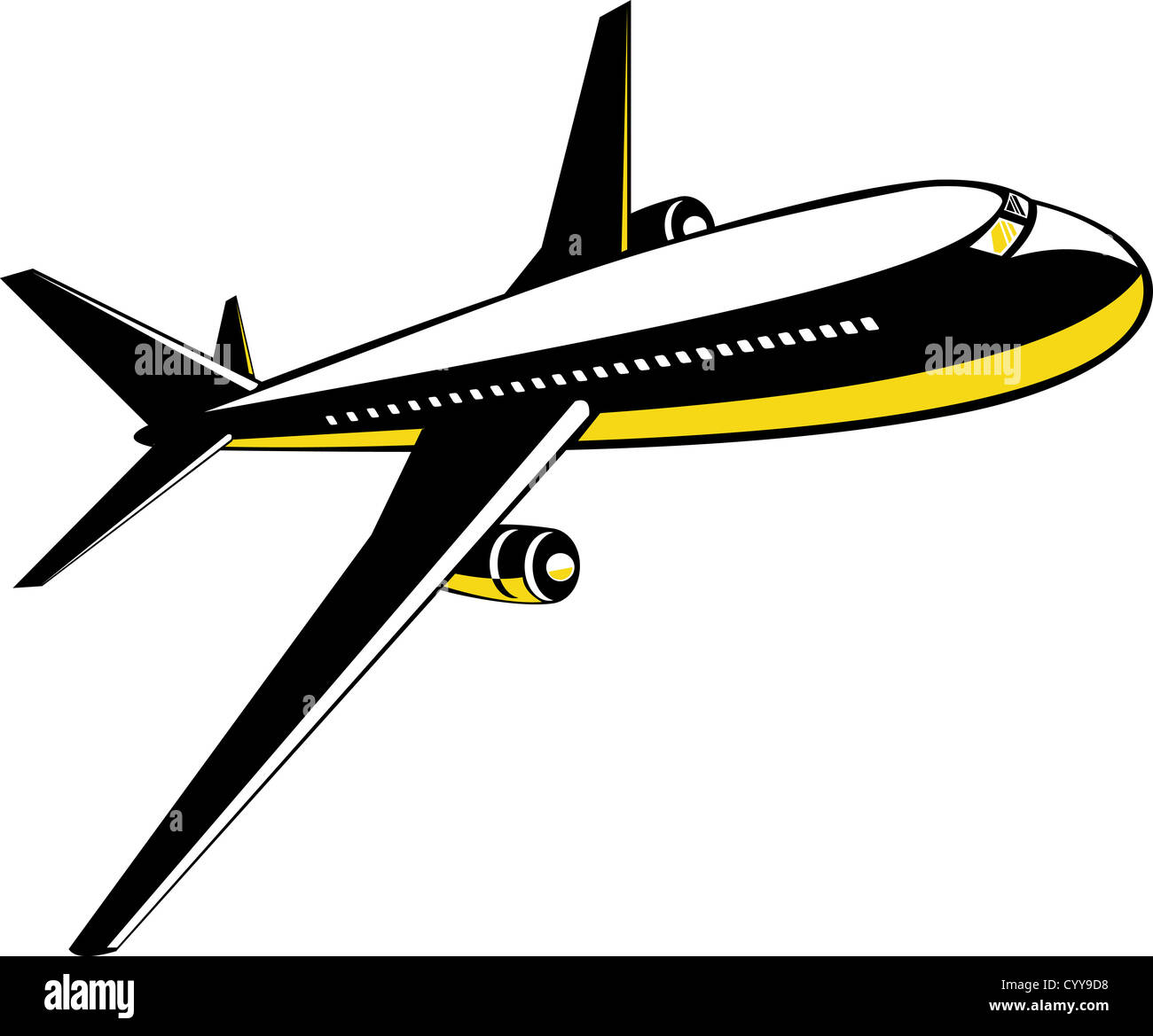 illustration of a commercial jet plane airliner on flight flying isolated background Stock Photo