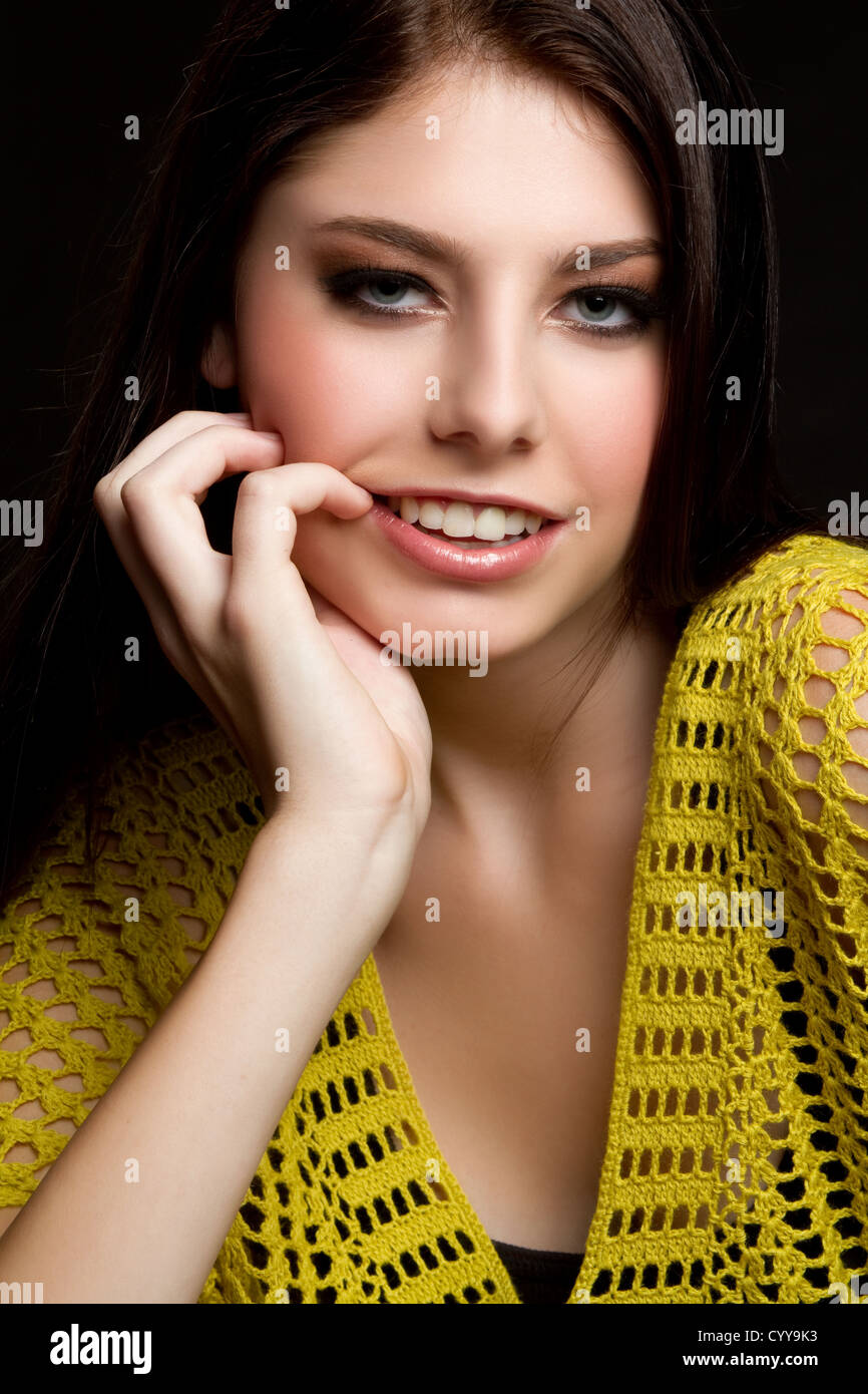 Beautiful young woman smiling portrait Stock Photo - Alamy