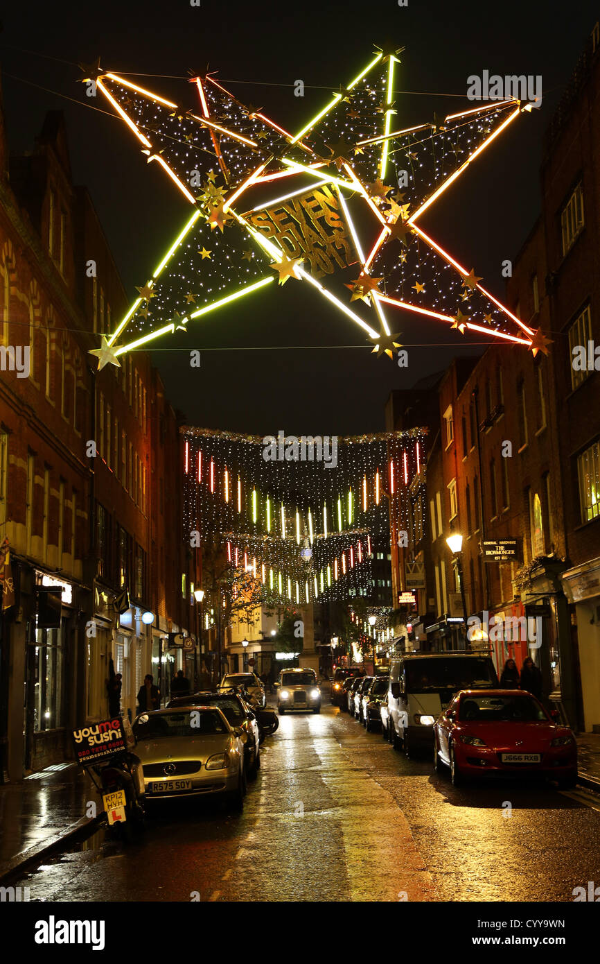 London, UK. 12th November 2012. Christmas Lights and decorations at Seven Dials, Covent Garden, London, England Stock Photo