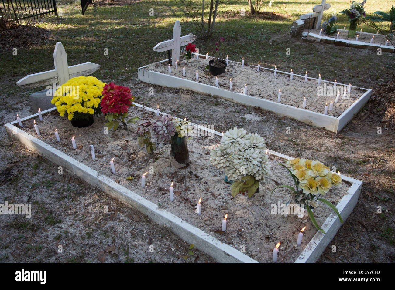Louisiana Graves in Ducre Cemetery on All Saints Day Stock
