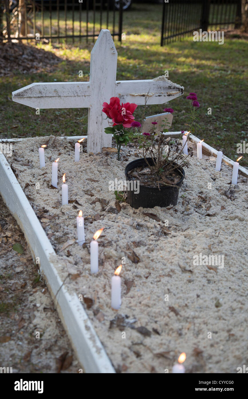 Louisiana A grave in Ducre Cemetery on All Saints Day Stock