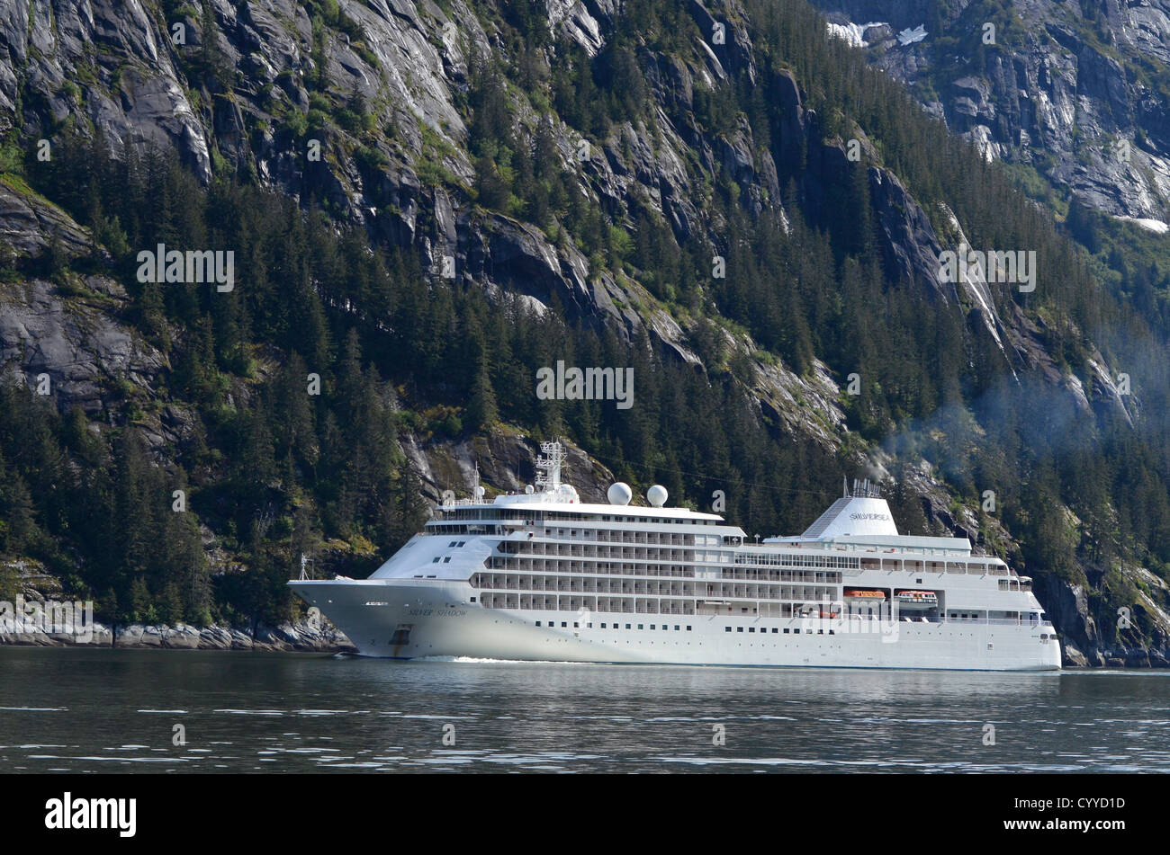 Cruise ship in Tracy Arm. Tongass National Forest, Alaska. Stock Photo