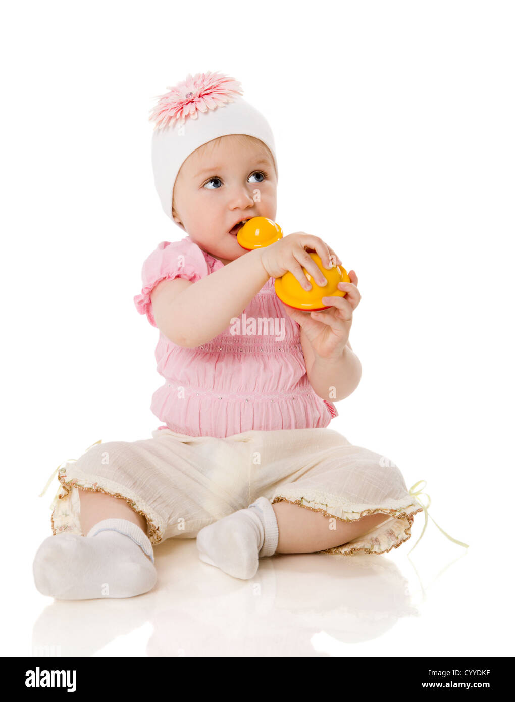 Six month Baby playing with toys isolated on white Stock Photo - Alamy