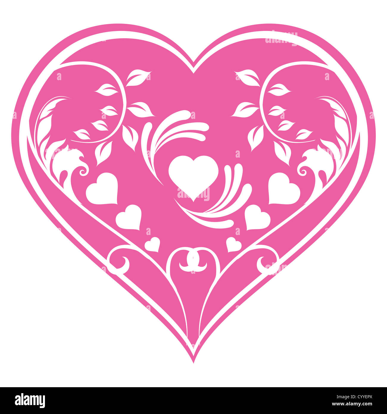 illustration of floral heart on isolated background Stock Photo - Alamy