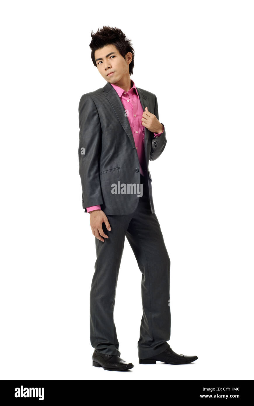 Asian modern business man, full length portrait isolated on white ...