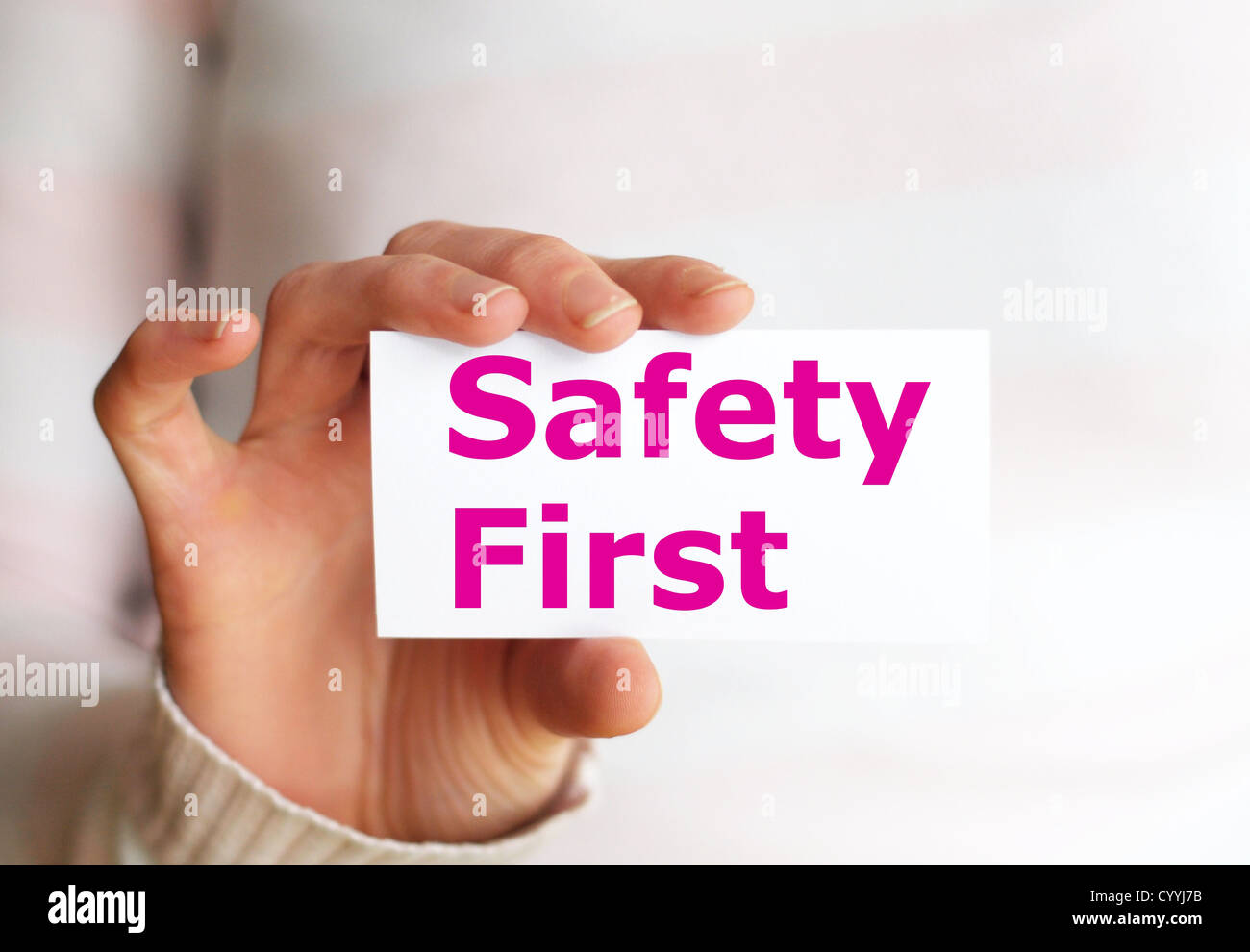Safety First Write Up safety first concept with hand word and paper Stock Photo - Alamy