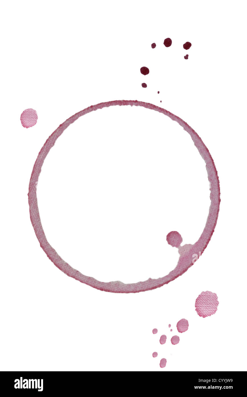 Wine glass ring stain with texture isolated on a white background Stock