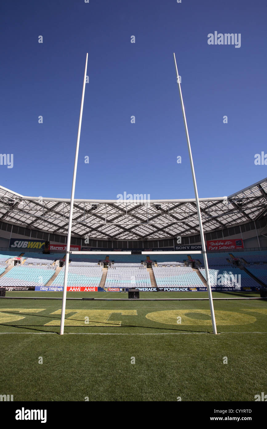 Rugby goals at Stadium Australia at Sydney Olympic Park. Homebush bay, Sydney, Australia. Stock Photo